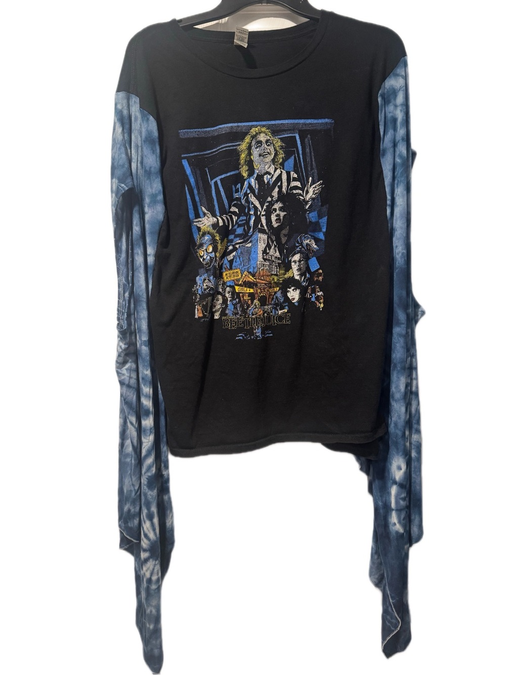 Beetlejuice Upcycled Tie Dye Draped Top Large